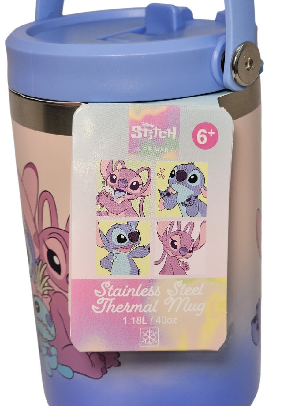 Disney X Primark STITCH ANGEL SCRUMP Stainless Steel Travel Mug - 40 oz - NWT - Picture 4 of 5